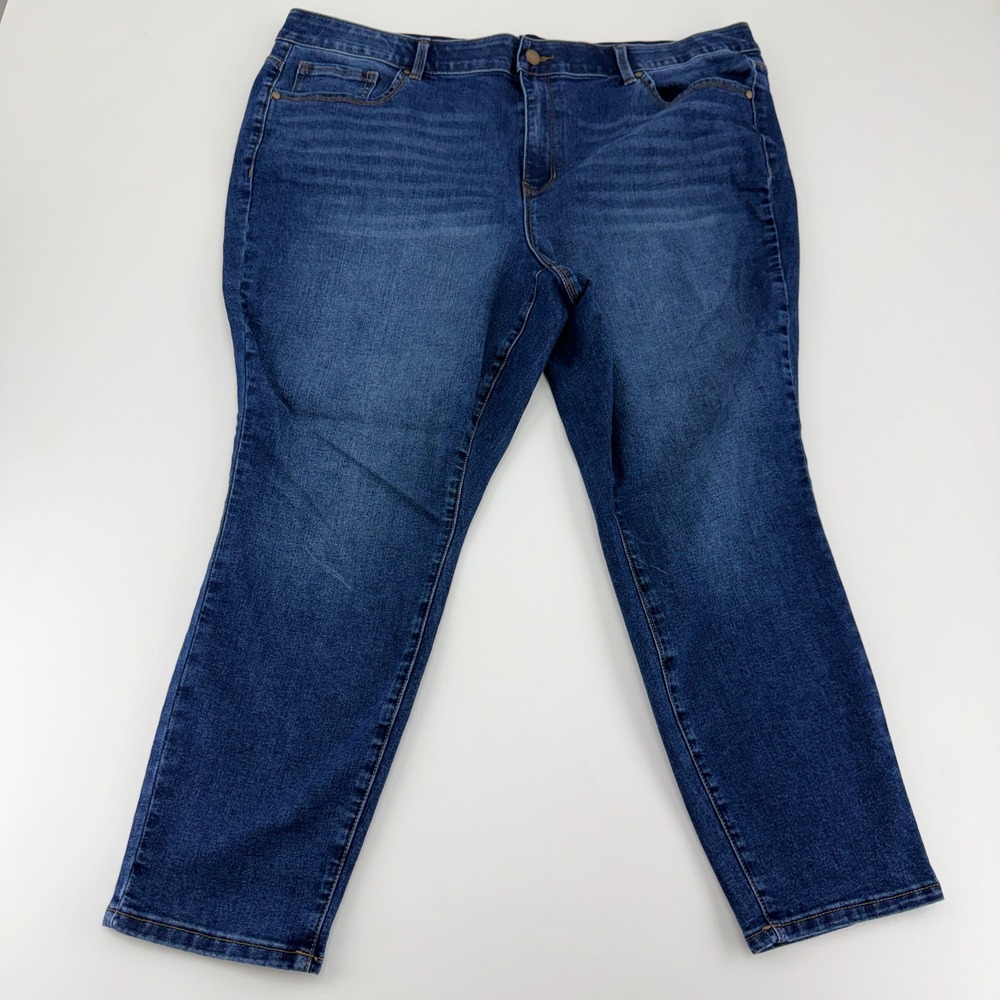 d.jeans New York Women's 22W Straight Leg Jeans Medium Wash Plus Size Stretch